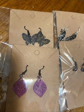 Purple Leaf Filigree Drop Earrings for Women